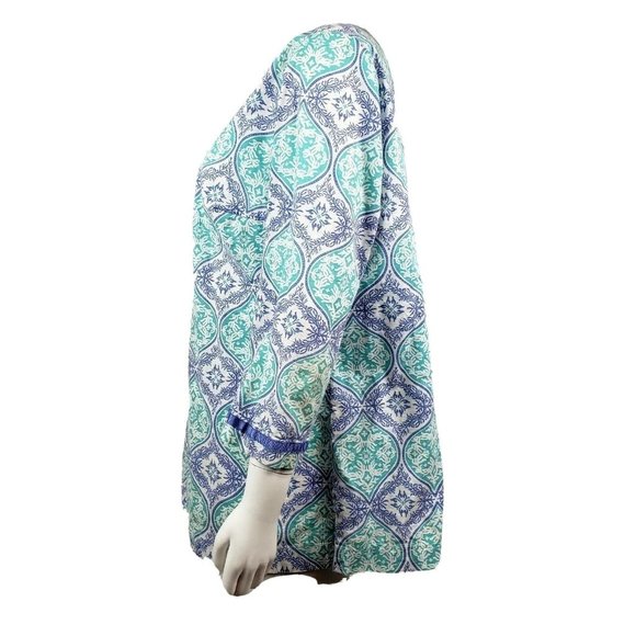 Croft & Barrow Shirt Womens Size L Large Blue and Purple 3/4 Sleeve Tunic Top - Picture 2 of 7